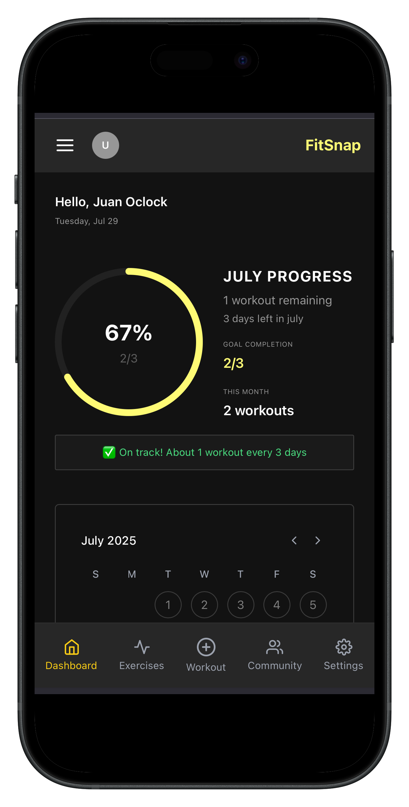 FitSnap app displayed on iPhone mockup